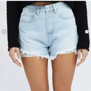 Ripped Denim Shorts Light Wash Ally Fashion Size 10 Ladies Denim Shorts Relaxed