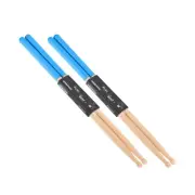 Maple Wood Drumstick 7A Anti Slip Handle Grips Drum Stick Blue, 2 Pair