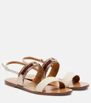 [Gucci] Gucci Interlocking G canvas and leather sandals AU 5 white