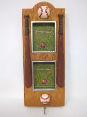 Russ Berrie YESTERDAY'S BALLGAME Wood-Looking Baseball Wall Hook Picture Frame