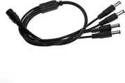 PHENOFICE 40cm Dc Power y Cable Splitter Adapter Female 2.1mm Jack to 4 Male Plugs for CCTV Cameras Black
