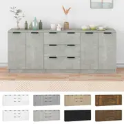 Sideboards 3 Piece Engineered Wood Drawer Home Organiser Multi Colours vidaXL