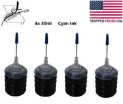 4x 30ml Ink Jet Cyan Ink Easy Refill Squeeze Bottle Non Toxic Universal Epson