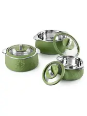 Cello Royale Inner Stainless Steel Insulated Casseroles Set of 3- Free Delivery