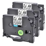 3 Compatible Brother Strong Adhesive Tze TZ-S131 P-Touch Clear Label Tape 0.47"