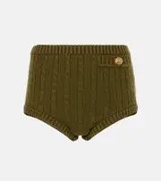 [Chloe] Chloé Cable-knit cotton-blend shorts AU 16 green