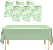 SietDESEO 6 Pack Sage Green Plastic Tablecloth - 54 x 108 Premium Disposable Table Cloth for Rectangle Table - Wedding, Baby Shower, Party