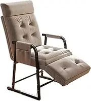 Ergonomic Office Chair Home Office Folding Recliner Can Lie Flat Lazy Person Sofa Lunch Break with Legs Drag and Backrest Chair Single Bed Home Balcony Rest Sofa Chair Desk Chair(Khaki)