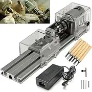 100W Mini Bead Lathe Machine, CNC Mini Wood Lathe Tools, DIY Woodworking Engraving Machine for Table Woodworking Wood Model Making