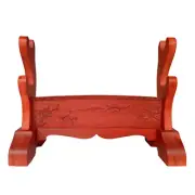 Redwood Samurai Sword Holder Stand Katana Tanto Display Rack Crane Carved 2 Tier