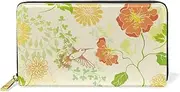 [MASSIKOA] Retro Hummingbirds Floral Womens Clutch Purses Organizer And Handbags Zip Around Wallet