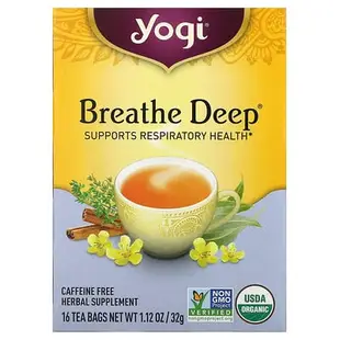 [iHerb] Yogi Tea Breathe Deep 呼吸支援草本茶，無咖啡萃取，16 茶包，1.12 盎司（32 克）