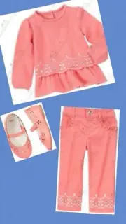 NWT Girls 2T Gymboree “SNOWFLAKE GLAMOUR” Cotton Peach 2pc TOP and PANTS Set