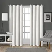 [Exclusive Home] Velvet Heavyweight Light Filtering Grommet Top Curtain Panel Pair, 54"x84", Winter White