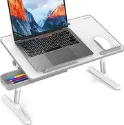 [BESIGN] LT05 Adjustable Laptop Table, Lap Desk, Portable Standing Bed Desk, Foldable Sofa Breakfast Tray, Notebook Computer Stand for Reading and Writing, Medium Size, White