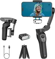 L7C Pro KIT, Stabilizer For Tiktokers/Youtubers, Handheld Phone Gimbal With Magnetic AI Active Tracking, Foldable Phone Stabilizer For Video Recording, For Iphone& Android, Vlogging KIT,Black