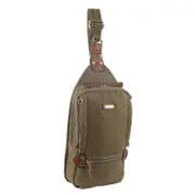 Pierre Cardin Canvas Cross Body Bag Travel Shoulder Sling Brown