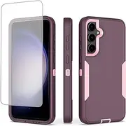 [Sidande] Case for Galaxy S23 FE Case, Samsung S23 FE SM-S711U with Tempered Glass Screen Protector, Rugged Dual Layer Support Magnetic Car Mount Protective Cover for Samsung Galaxy S23 FE Purple Pink