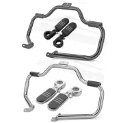 Mustache Engine Guard Crash Bars Footpegs For Harley Softail FLSTC FLSTN FLSTF