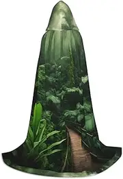 VPPUR Tropical Rainforest Print Unisex Hooded Cloak For Carnival Theme Party Decorations Witch Costume Cosplay