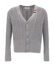 Thom Browne V-Neck Buttoned Knitted Cardigan 3,4 light gray
