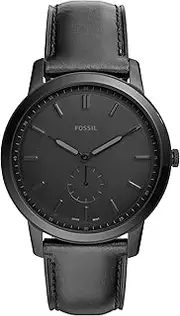Fossil Minimalistische Herrenuhr mit Leder- oder Edelstahlband, Chronograph- oder Analoguhr-Anzeige mit schlankem Gehäuse