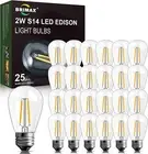 6/25 Pack E27 S14 LED Bulbs Outdoor Glass Edison Bulbs for Festoon String Lights