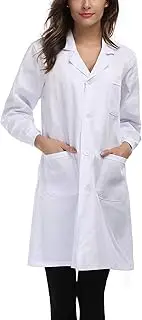 [Taylor Eddie] Women's White Full Length Lab Coat with Three Pockets