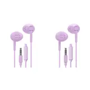 2PK Liquid Ears Everyday 3.5mm Wired Bud Earphones with Mic Lavender
