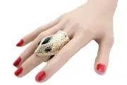 Women Gold Metal Bling Ring Statement Fashion Jewelry Snake Head Animal Size 7.5