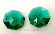 4x SWAROVSKI 8116 14mm EMERALD 2-hole OCTAGON PRISM CRYSTAL PENDANT BEAD