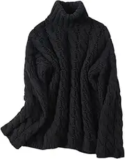 [Generic] Women's Cashmere Sweater Thickened Sweater Long Sleeve Hollowed Out Pullover Jumper Top