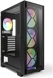 Montech AIR 1000 Premium Black ATX Mid Tower Case - 3 x 140mm,1 x 120mm ARGB Fans Pre-Installed - Swivel Glass Side Panel - Both Detachable Mesh and Tempered Glass Front Panel