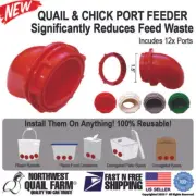 QUAIL & BABY CHICK PORT FEEDER - 12 FEEDER PORTS NO WASTE FEED SAVER