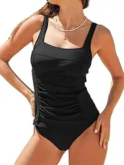 [CUPSHE] Women's Tankini Sets Square Neck Adjustable Straps Two Piece Bathing Suits Tummy Control Back Hook