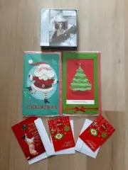 12 Cat Christmas Cards w/ envelopes 1 Dog 2 jumbo xmas card variety bundle NEW