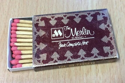 Vintage Miniature Match Box From The Merlin Hotel, Subang