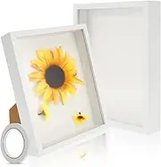 2Pcs Shadow Box Frame Wood Shadow Box 3D Picture Frame 3 cm Inner Depth Shadow Boxes Display Cases Decorative Deep Display Box for Tickets Photos (White)