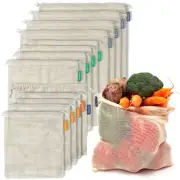 12+1 Reusable Produce Bags Grocery Washable Organic Cotton Mesh Produce Bags ...