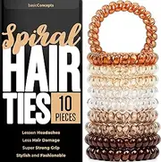 Spiral Hair Ties (10 Pieces), Coil Ponytail Holders for Women's Thick Hair, No Crease Plastic Ties for All Hair Types (Assorted Colors)