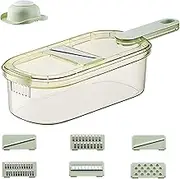 Mandoline Slicer for Kitchen,6 in 1 Adjustable Vegetable Slicer with 6 Stainless Steel Blades, Julienne Cutter Food Grater with Hand Guard and Container