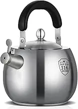 Stovetop Kettle Whistling Tea Pots Tea Kettle 316 Stainless Steel Stove Top Whistling Kettle Teapot with Spout Cover Hot Water Boiler Tea Kettle Whistling Teapot Stove Top Kettle Teakettle (Color : S