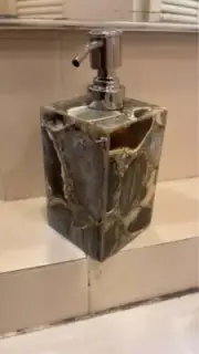 Natural Agate Soap Dispenser Vanity Top Bathroom Decorative Golden Pump Handmade