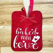 Valentine Bake Set - Potholder - Baked With Love - Valentine Gift Set