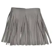 2 Yards 6 Inch Faux PU Leather Fringe Trim Tassel Fringe for Sewing, Gray