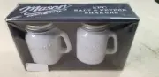 Mason Craft and More White Salt and Pepper Shakers with Handle Jar Rustic Decor