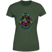 Harry Potter Hogwarts Neon Crest Women's T-Shirt - Green