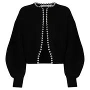 [Alexander Wang] Crewneck Cardigan With Ball Chain Trim