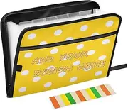 Custom Expandable File Folder 13 Pockets A4 Letter Size Customization File Organizer Expanding with Zipper Closure for Business Cartoon Dot Yellow para guardar documentos