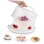 Cake Carrier with Lid and Handle, Multipurpose Cake Stand Fits 10 inch White